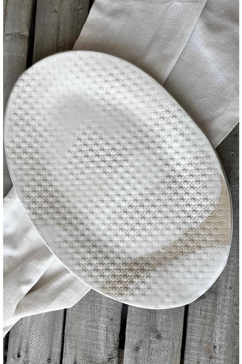 Sandalwood Caned Statement Platter, Alternate, color, Sand