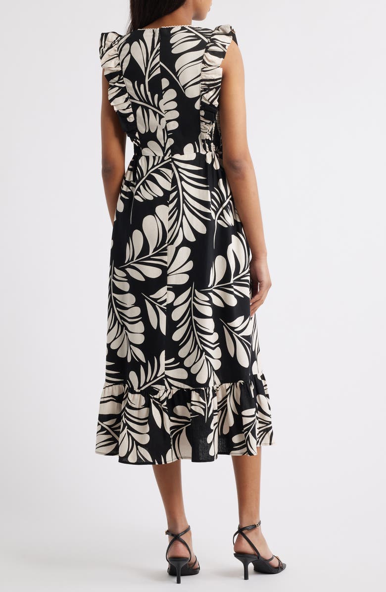 Anne Klein Print Ruffle Midi Dress, Alternate, color,