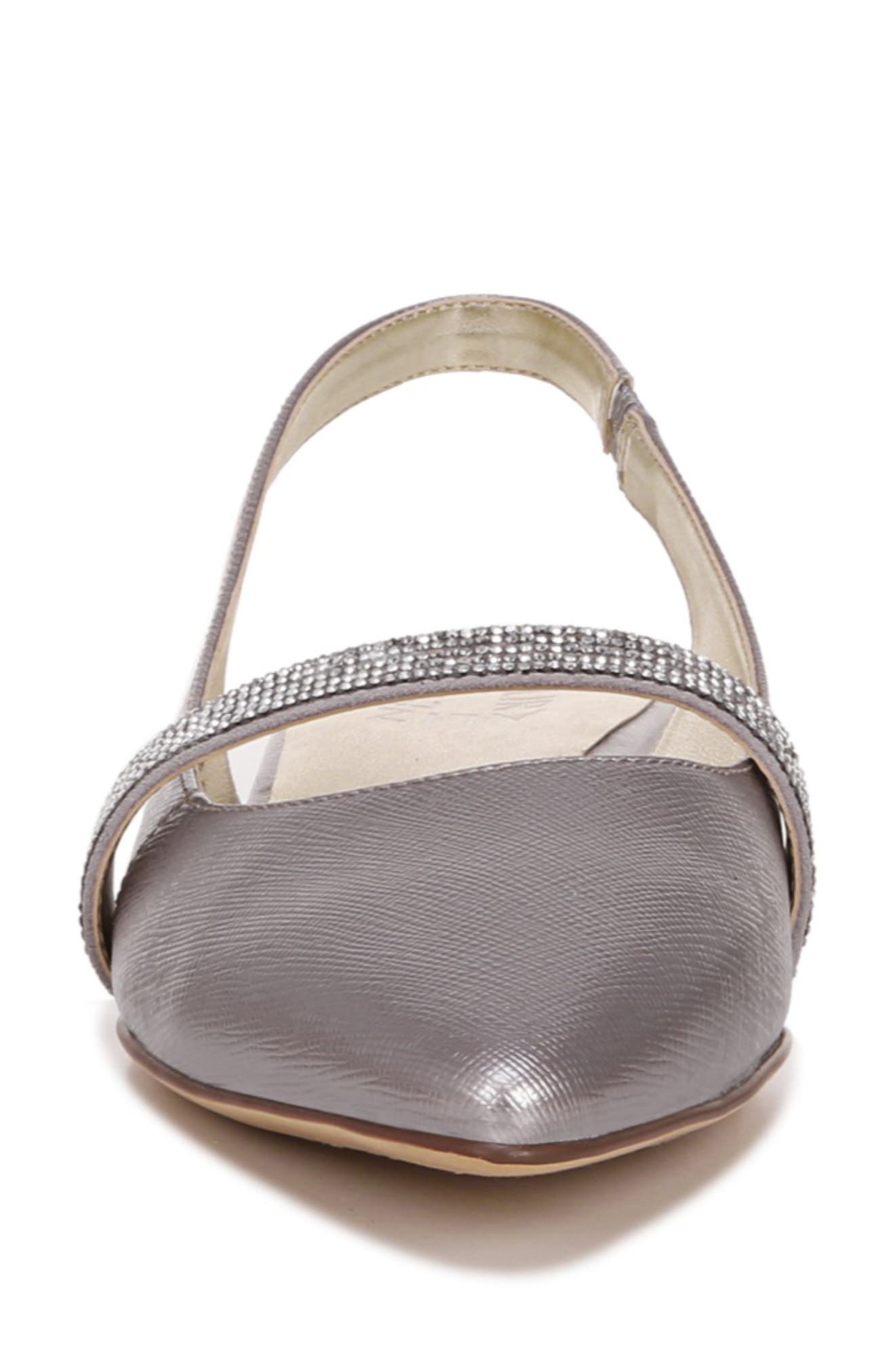 Hally Slingback Flat, Alternate, color, SILVER FAUX LEATHER