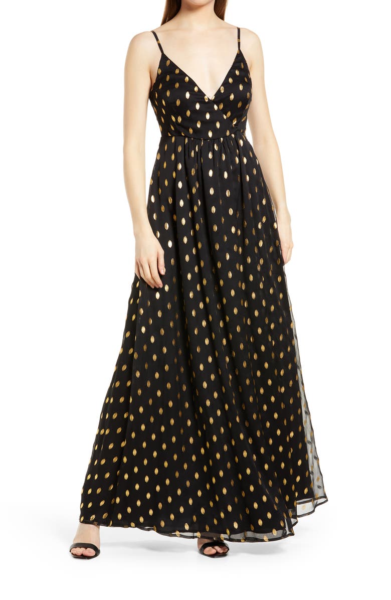 Lulus Galaxy Lights Polka Dot Sleevleees Maxi Dress, Main, color,
