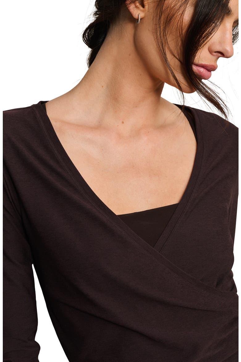Atmosphere Wrap Top, Alternate, color, DARK ESPRESSO HEATHER