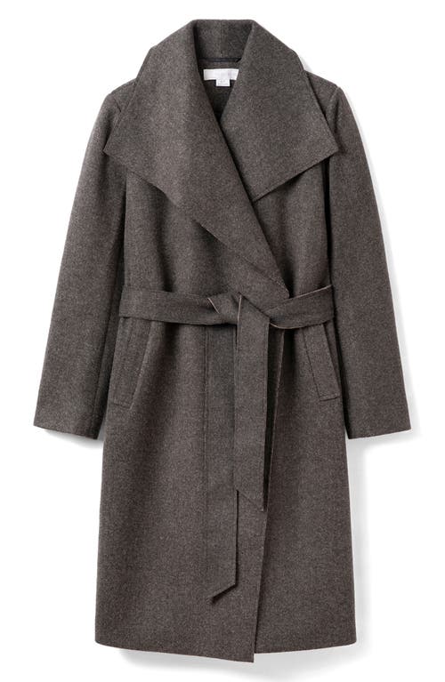 Noize Lena Belted Wrap Coat In Charcoal Mix