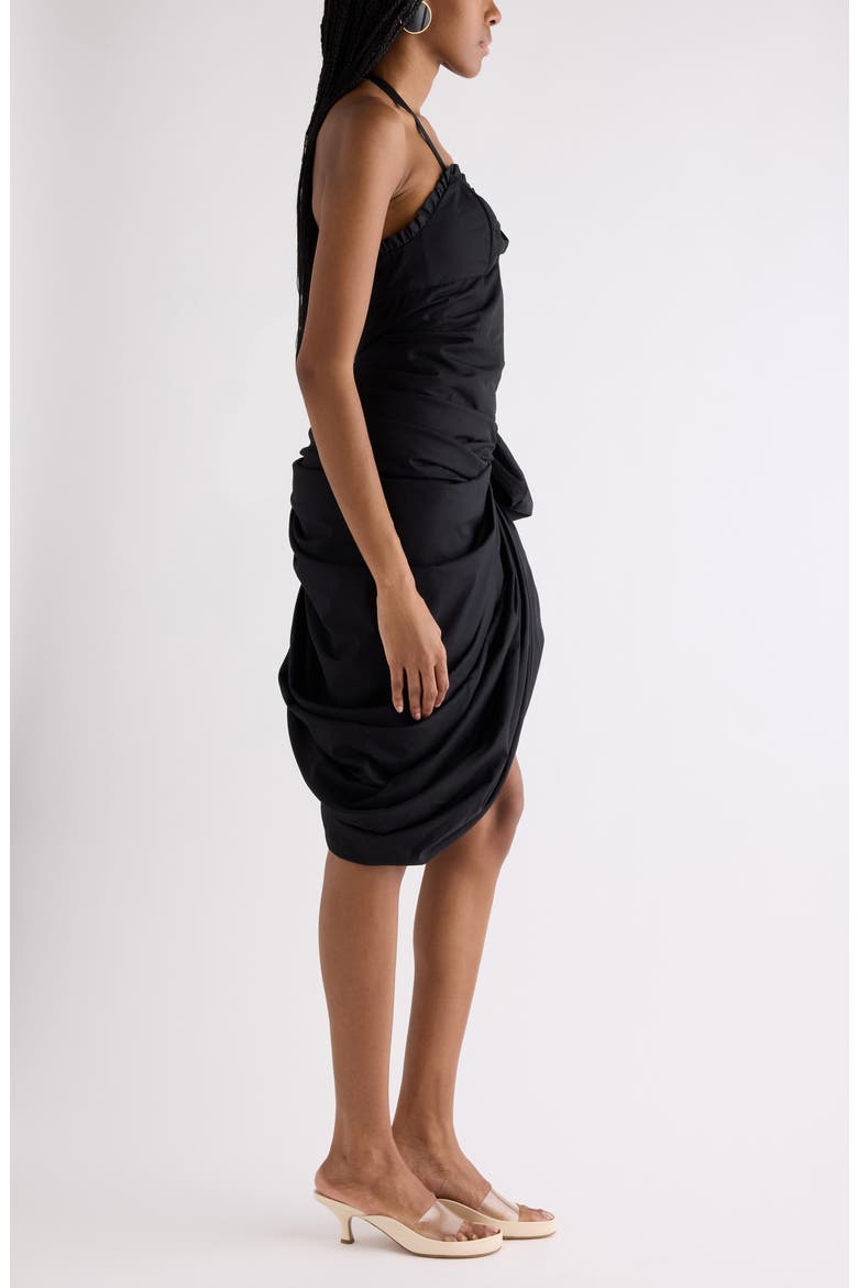 Draped Organic Cotton Poplin Dress, Alternate, color, BLACK