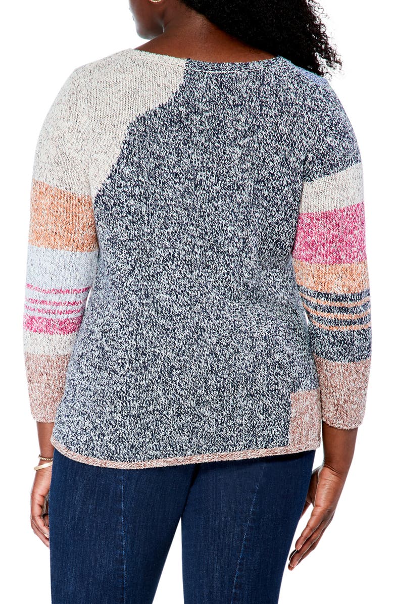 NIC+ZOE Orchard Stroll Cotton & Linen Blend Sweater, Alternate, color, Indigo Multi