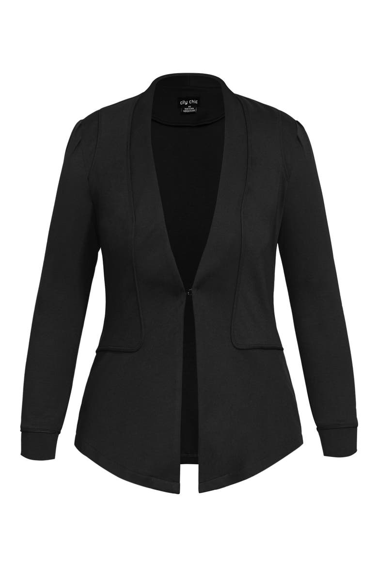 Piping Praise Ponté Knit Jacket, Alternate, color, BLACK
