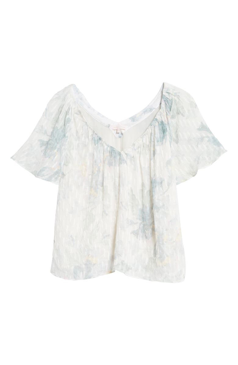 Rebecca Taylor Lily Short Sleeve Silk & Cotton Top, Alternate, color,