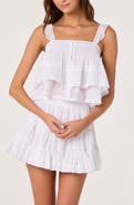 ASTR the Label Delia Pleated Lace Inset Tiered Babydoll Top