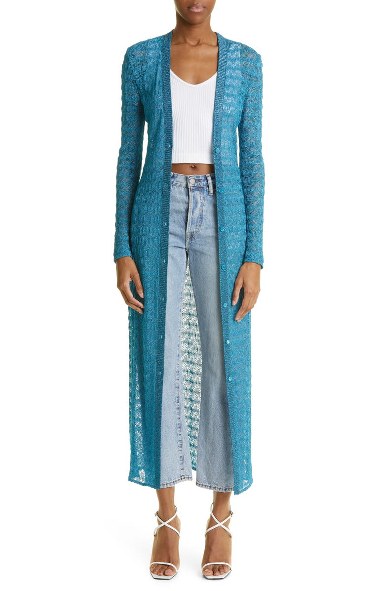 Missoni Raschel Lamé Lace Longline Cardigan, Main, color,