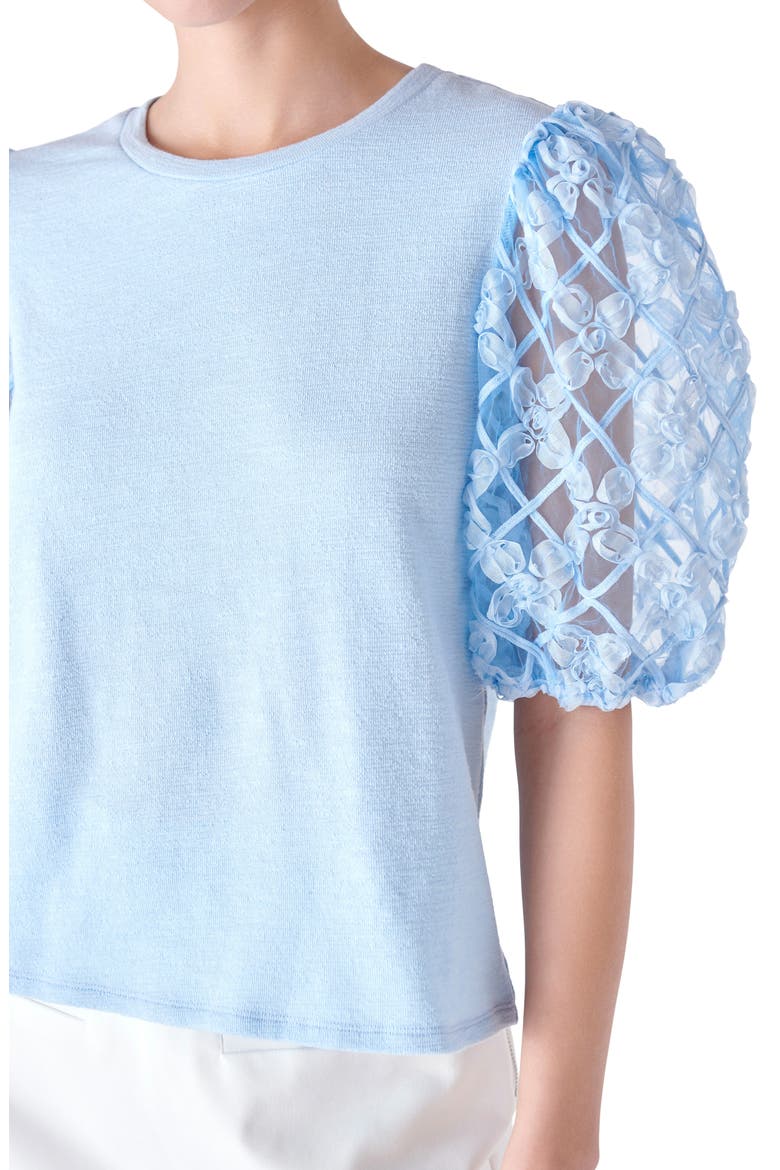 Mixed Media Blouse, Alternate, color, POWDER BLUE