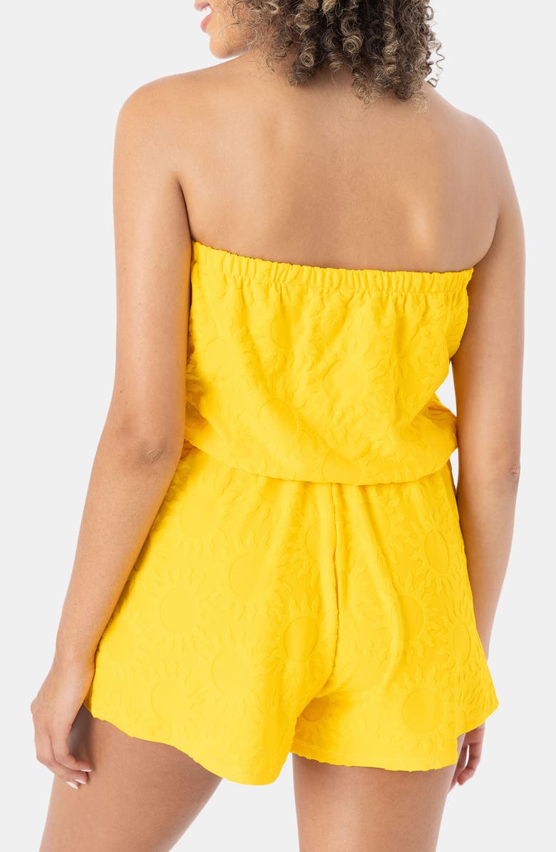 Roxy Special Feeling Strapless Cover-Up Romper, Alternate, color, Golden Rod