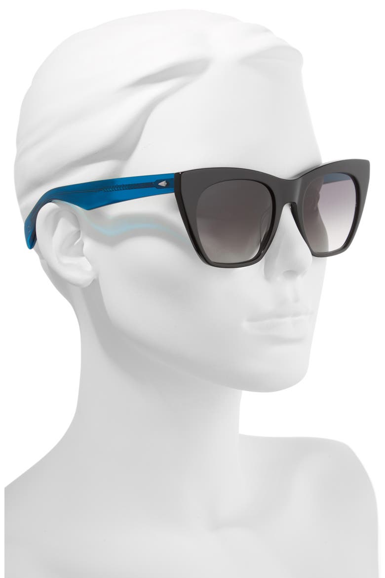 52mm Cat Eye Sunglasses, Alternate, color, BLACK/ BLUE