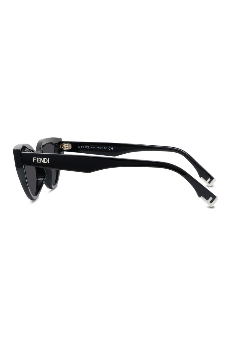 'Fendi Way 52mm Cat Eye Sunglasses, Alternate, color, SHINY BLACK / SMOKE