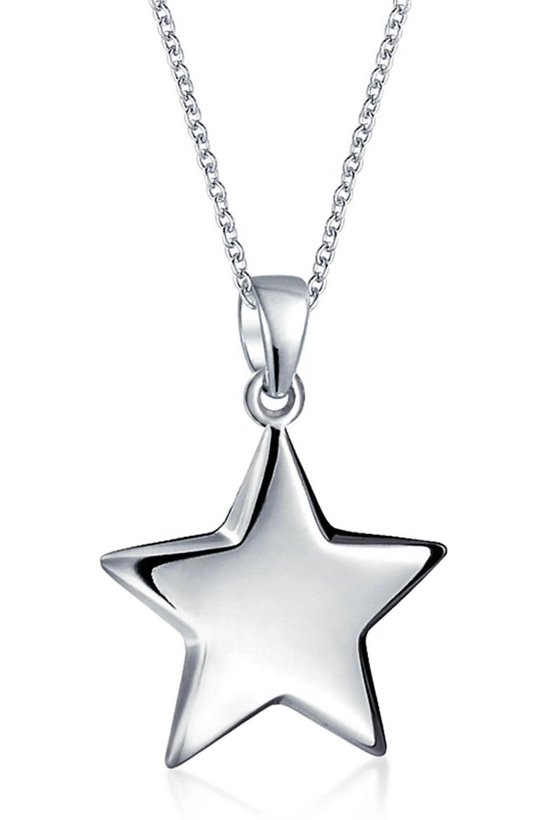 Sterling Silver Star Dangling Necklace, Main, color, SILVER