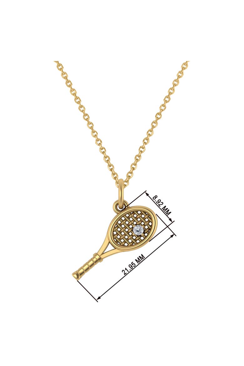 Tennis Racket With Diamond Ball Charm Pendant Necklace 14K, Alternate, color, Yellow Gold