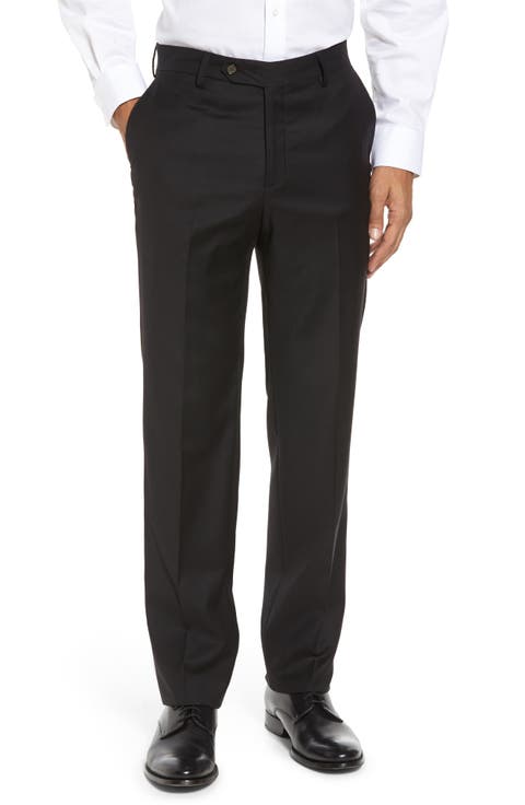 Flat Front Modern Fit Gabardine Stretch Wool Trousers