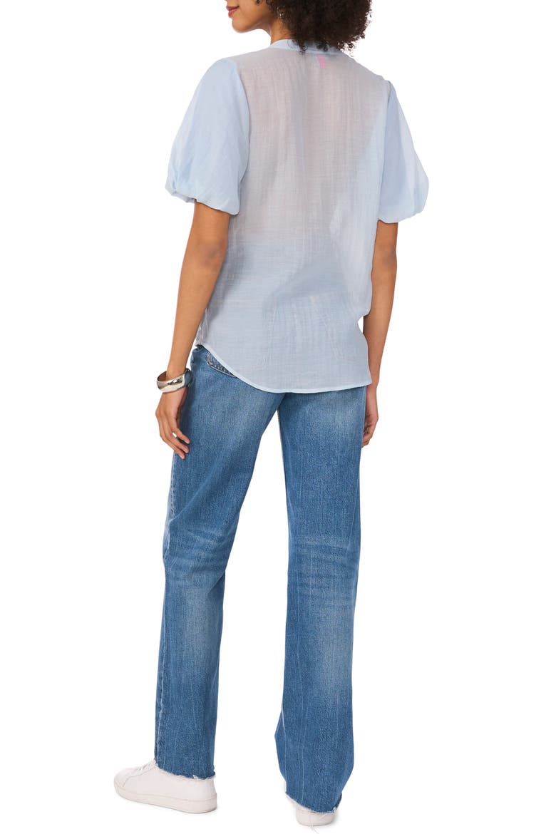 Sequin Stripe Puff Sleeve Top, Alternate, color, LAKE BREEZE
