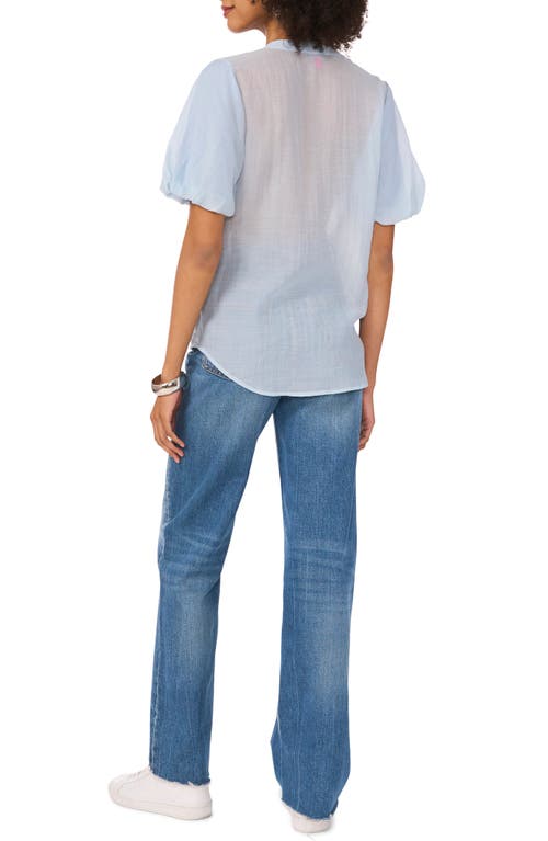 Vince Camuto Sequin Stripe Puff Sleeve Top In Lake Breeze