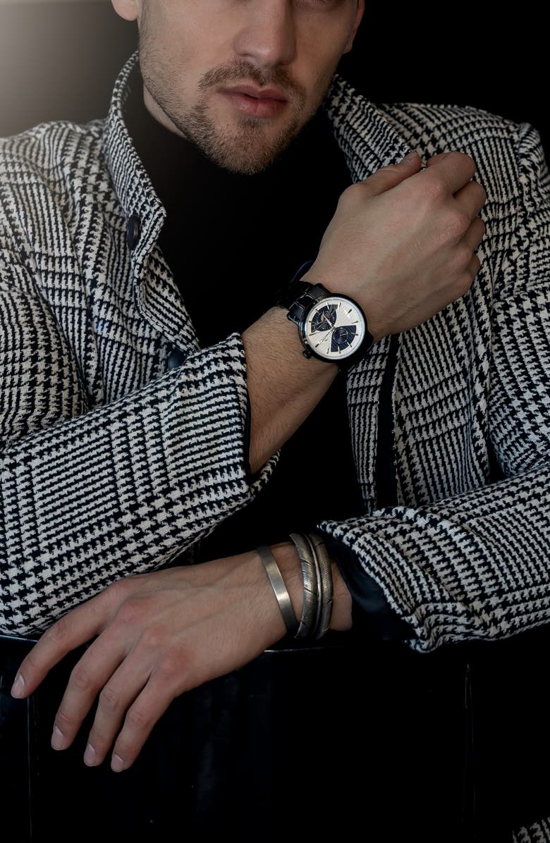 PORSAMO BLEU Men's Russel Luxury Multi Function Stainless Steel Watch, 46mm, Alternate, color, 