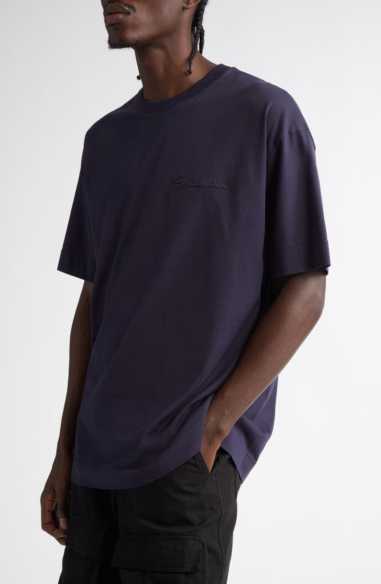 Givenchy Logo Embroidered T-Shirt, Alternate, color, Dark Blue