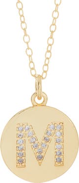 Adornia Water Resistant Cubic Zirconia Initial Disc Pendant Necklace
