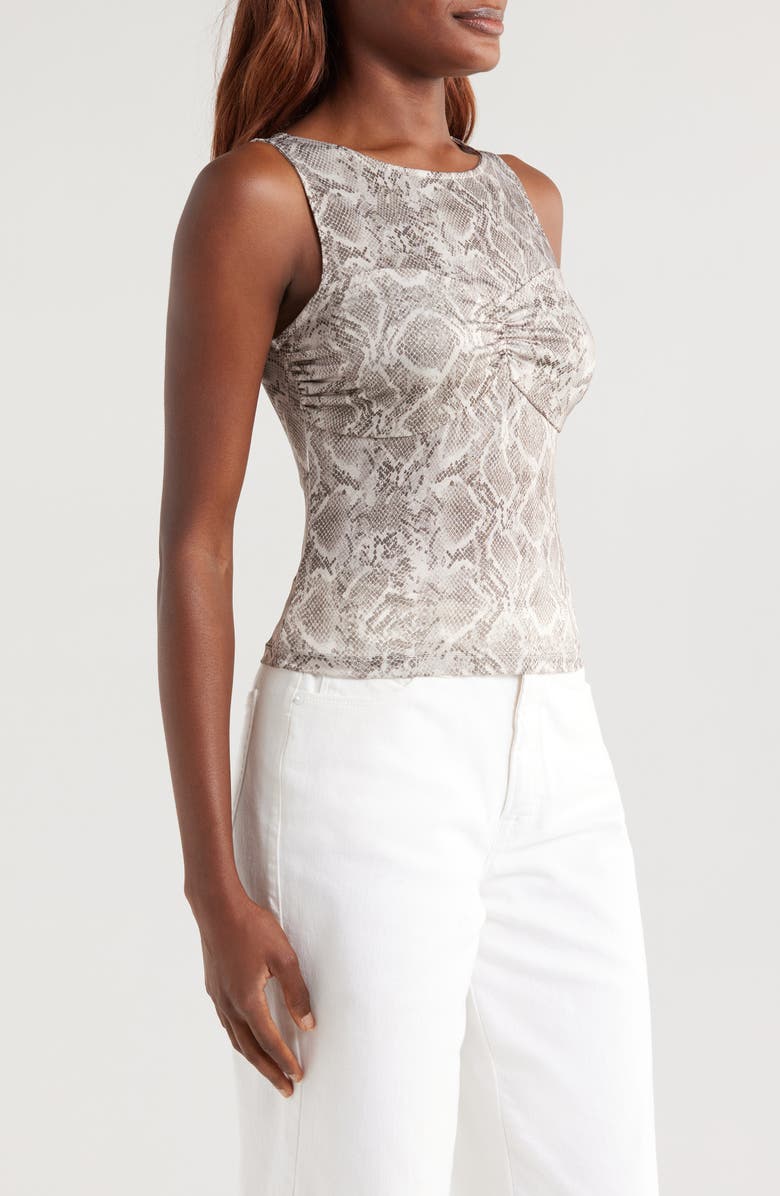 Good American Slinky Jersey Ruched Tank Top, Alternate, color, Snakeskin Print001