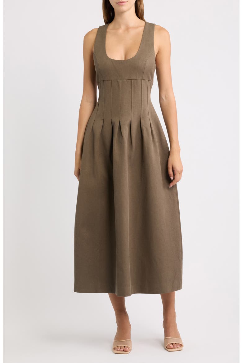 Scoop Neck Midi Dress, Main, color, MUSHROOM