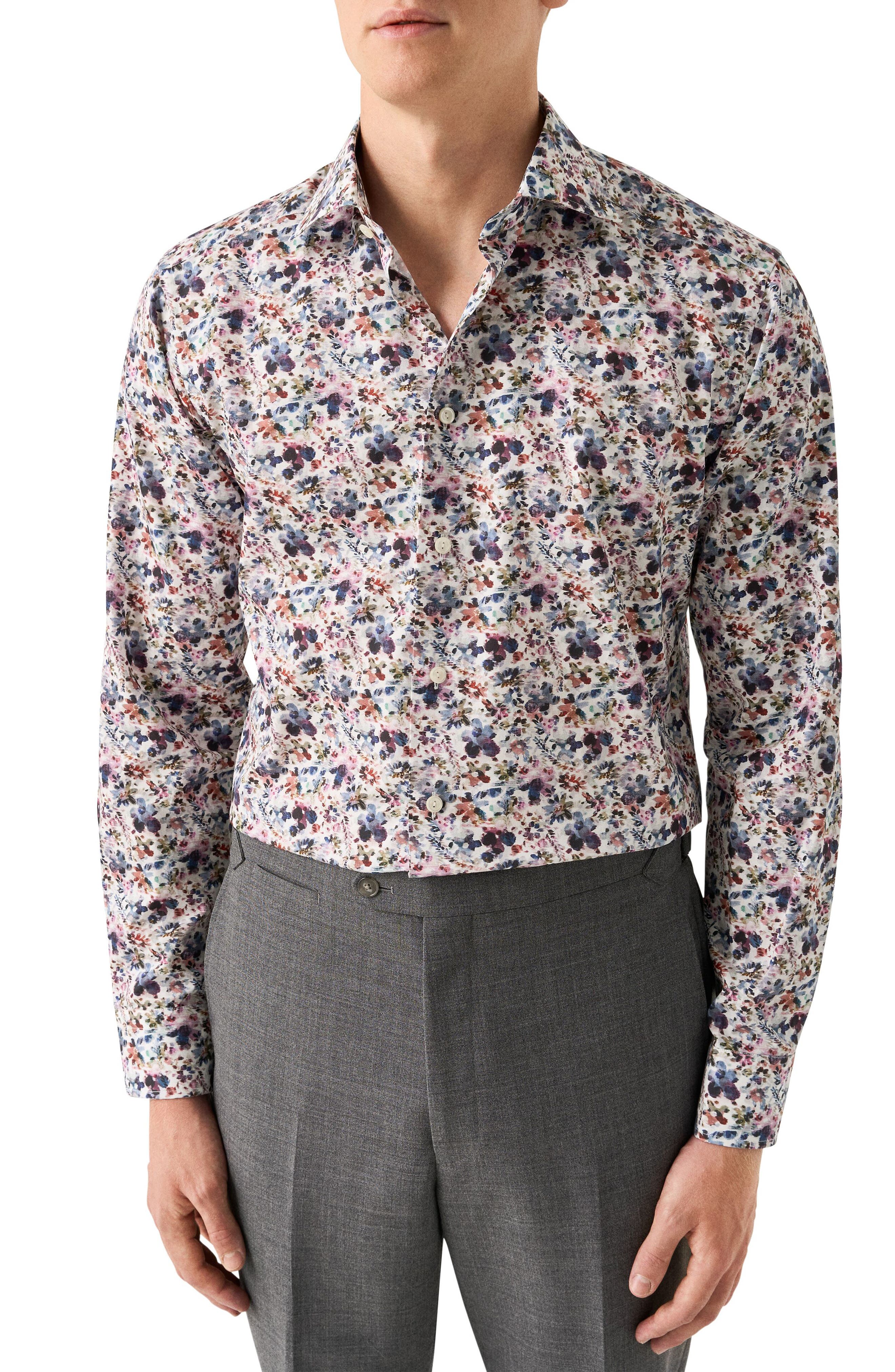 Eton Contemporary Fit Floral Dress Shirt