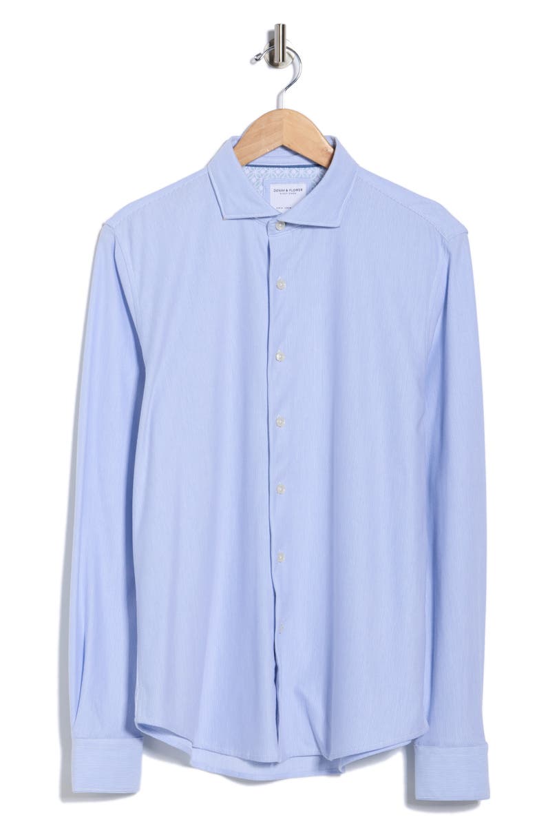 DENIM AND FLOWER Tech Oxford Dress Shirt, Alternate, color, Blue