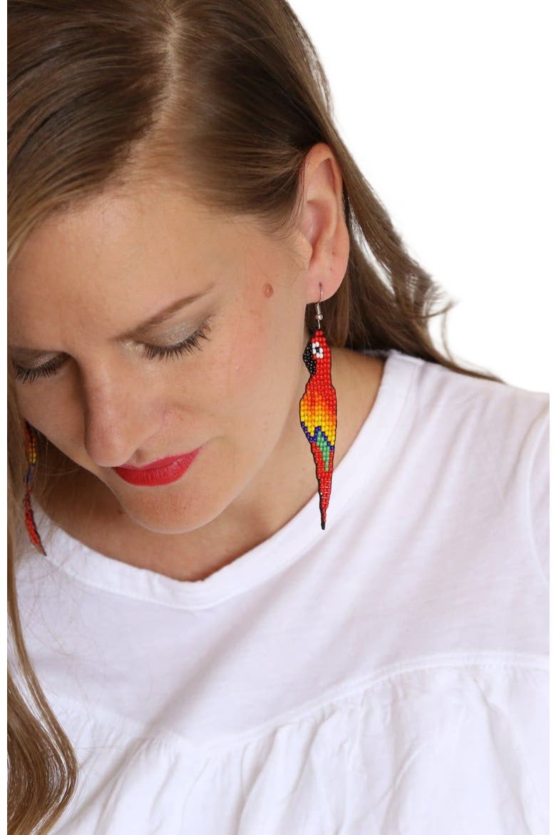 Red Parrot Earrings, Alternate, color, Red