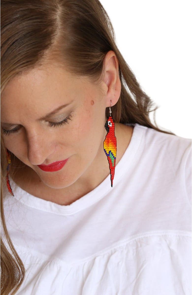 Fosterie Red Parrot Earrings, Alternate, color, Red