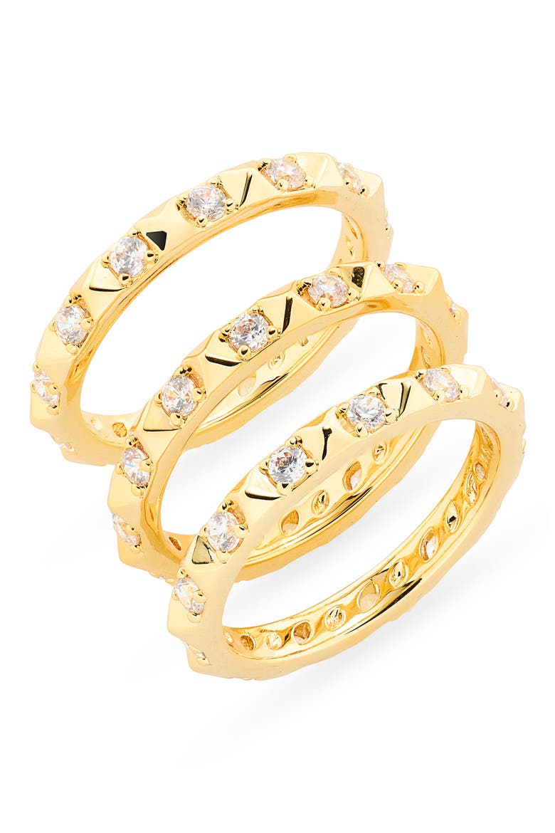 Fate Set of Three Rings, Main, color, GOLD/ WHITE CZ