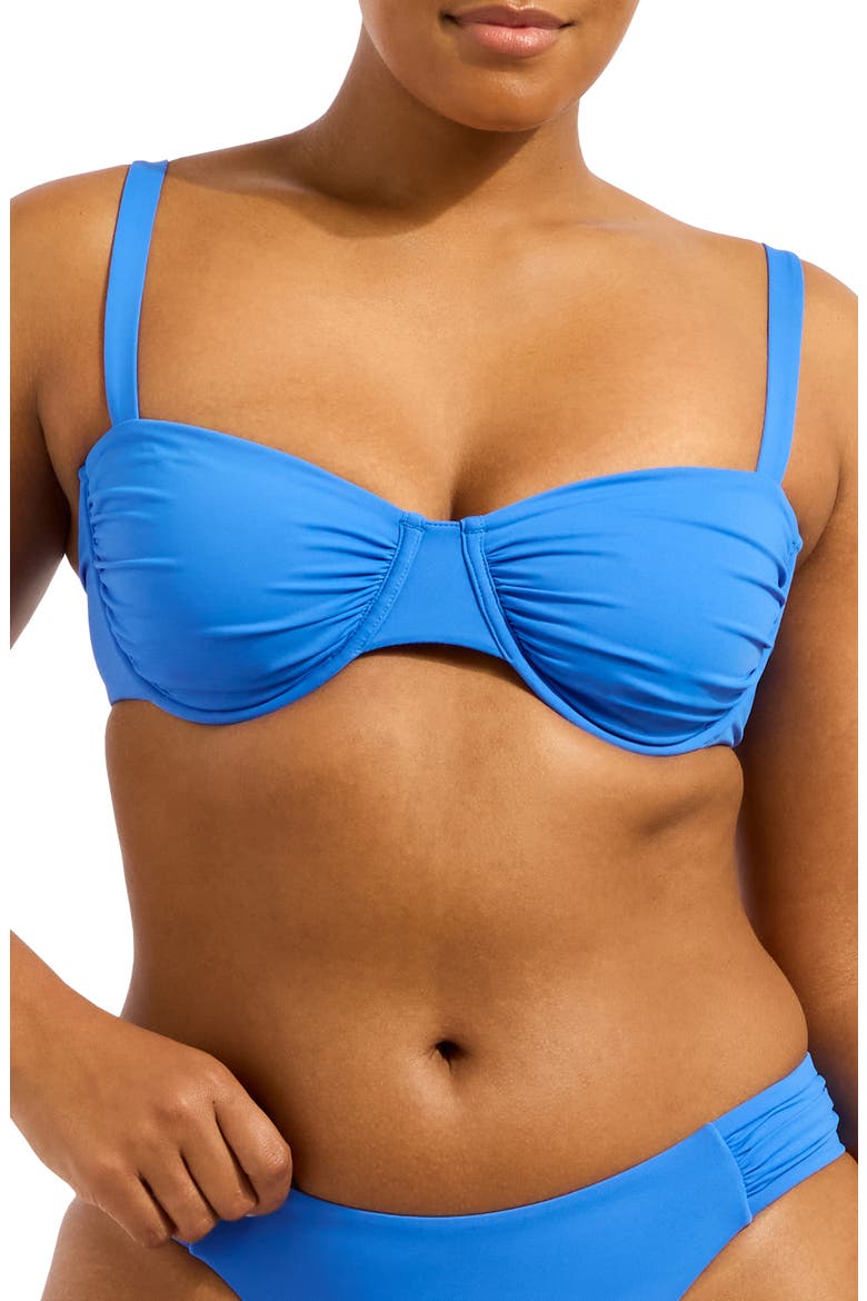 Ruched Underwire Bikini Top, Alternate, color, SAPPHIRE