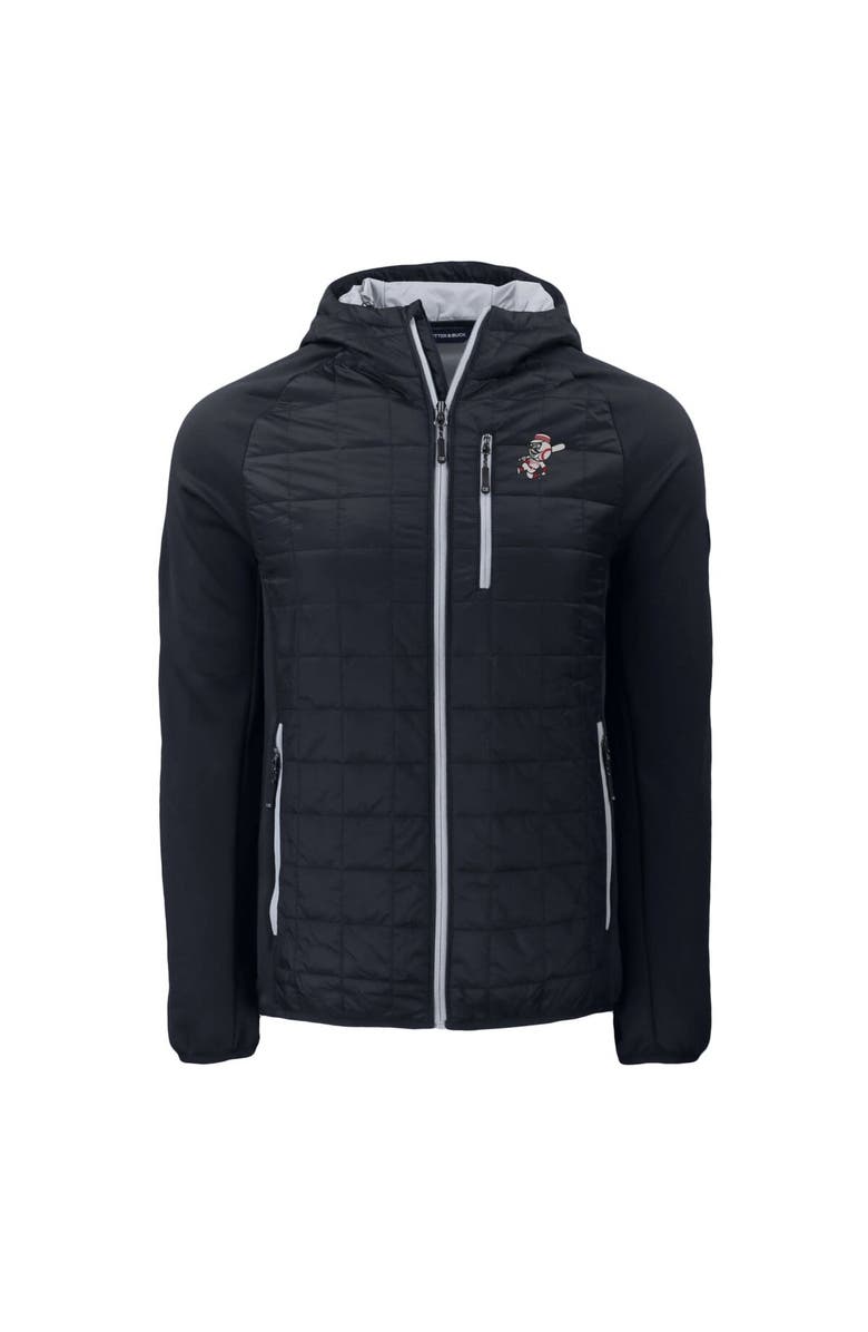 Cutter & Buck Men's Cutter & Buck  Black Cincinnati Reds Cooperstown Collection Rainier Primaloft Eco Full-Zip Hybrid Jacket, Alternate, color, 