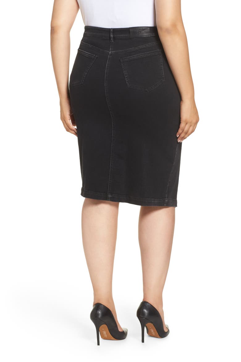 Canoa Asymmetrical Denim Skirt, Alternate, color, BLACK 2