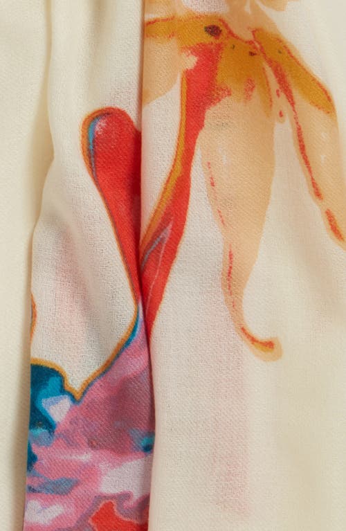 Nordstrom Printed Wool & Cashmere Tissue Wrap In Ivory Trailing Floral