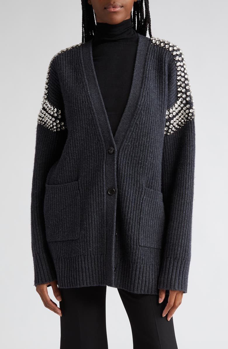 A.L.C. Camille Rhinestone Merino Wool Cardigan, Main, color,