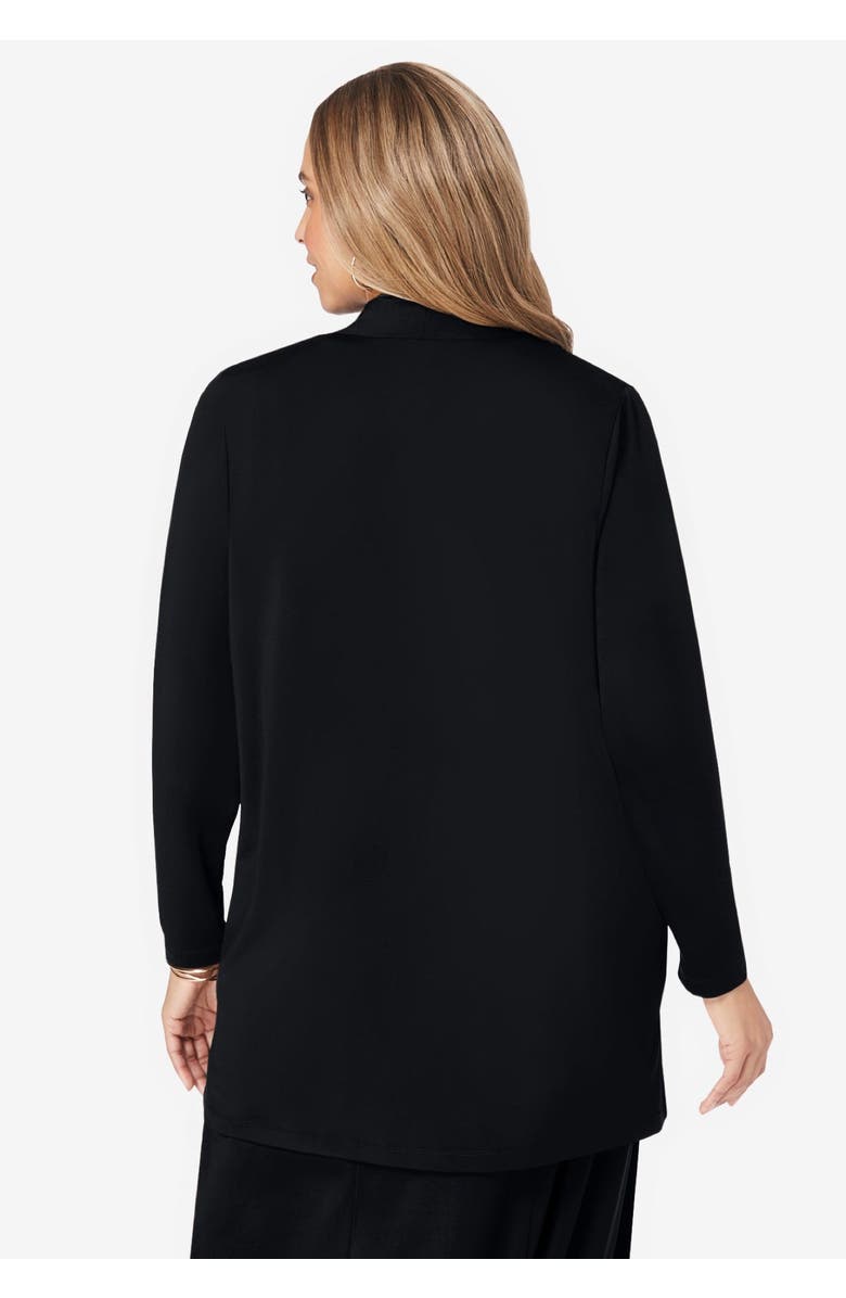 Jessica London Stretch Knit Open Front Knit Topper, Alternate, color, Black