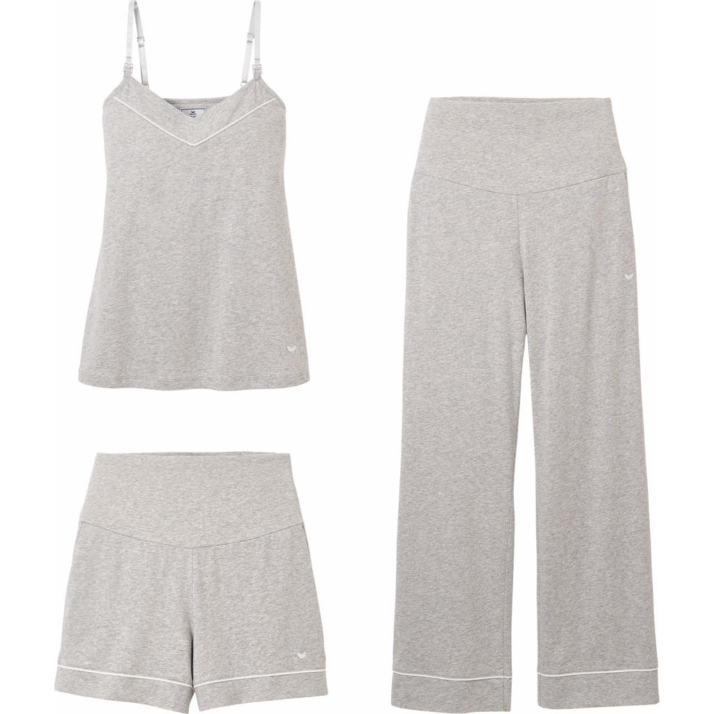 Petite Plume 3-Piece Cotton Maternity Set in Heather Grey  product