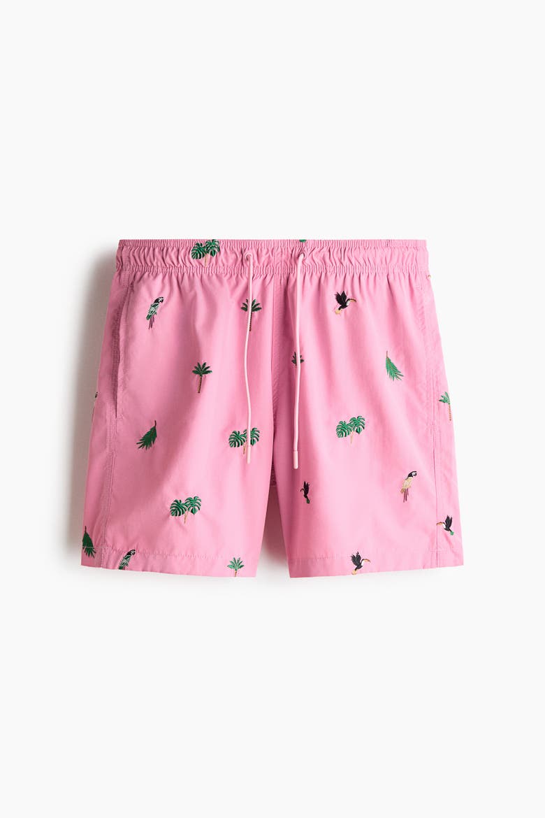 Patterned Swim Shorts, Alternate, color, Pink/patterned