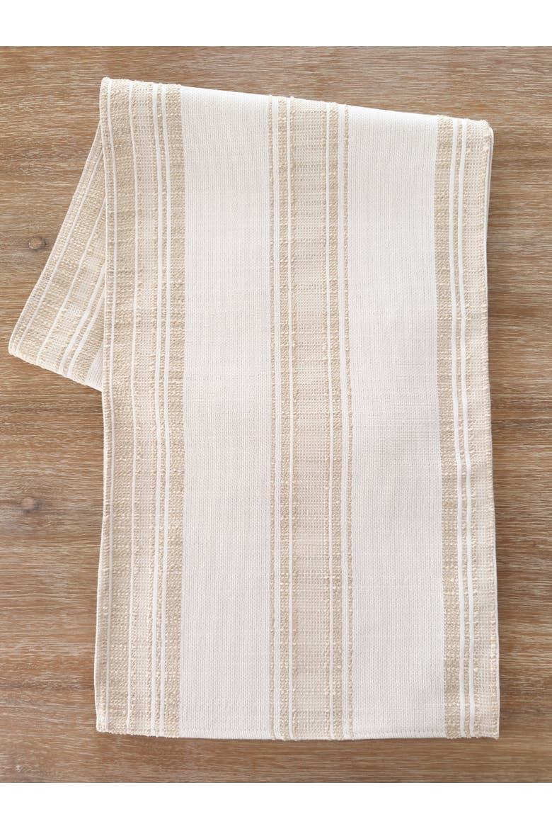 Beach Club Stripe Indoor Outdoor Table Runner, Alternate, color, Beige Stripe