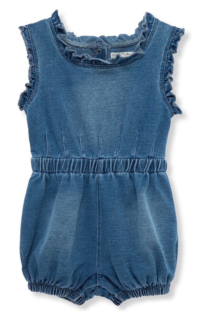 Habitual Kids Ruffle Accent Knit Romper, Main, color, Indigo