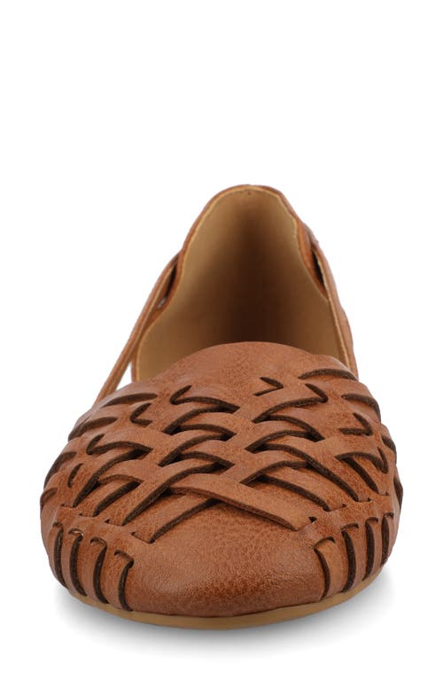 Journee Collection Journee Ekko Weave Flat In Cognac