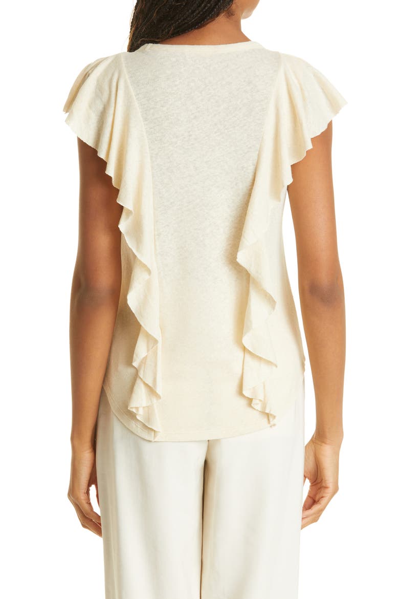 Kathley Ruffle Cotton & Linen Slub Top, Alternate, color, NATURAL