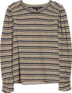 Veronica Beard Remus Stripe Ruched Long Sleeve T-Shirt