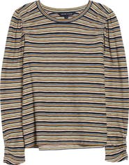 Veronica Beard Remus Stripe Ruched Long Sleeve T-Shirt