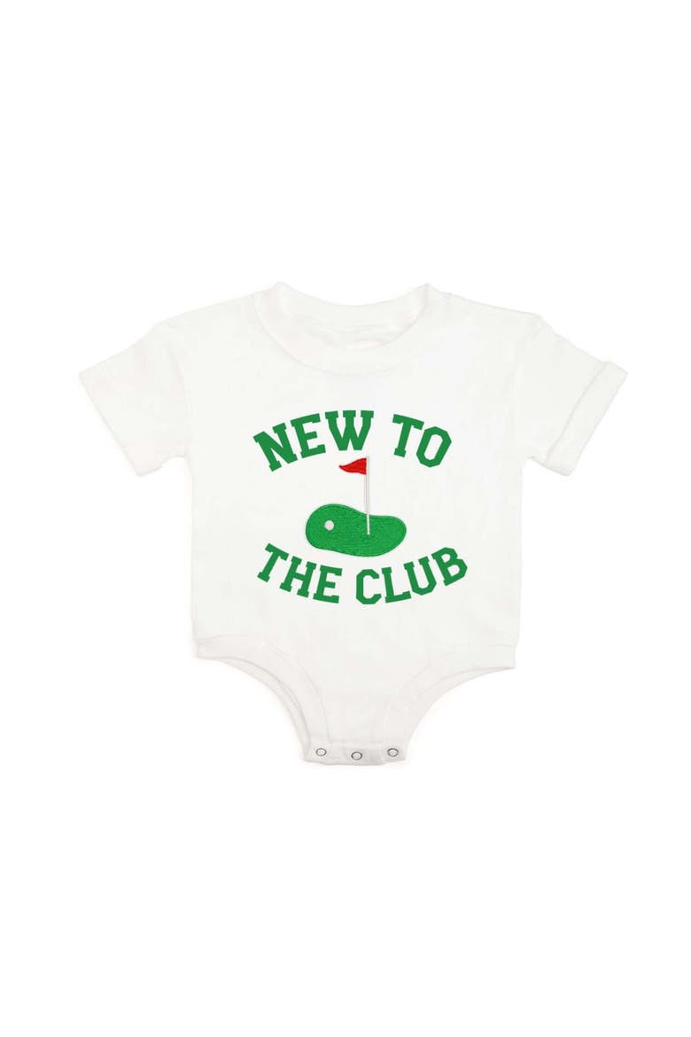 New To The Club Patch Short Sleeve Romper, Main, color, Natural