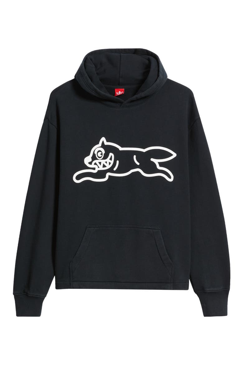Run Logo Cotton French Terry Hoodie, Alternate, color, BLACK