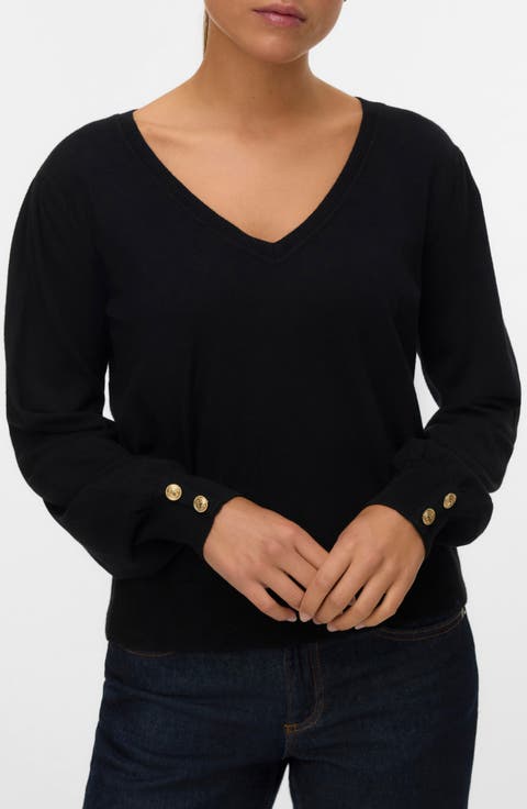 Hollykaris Long Sleeve V-Neck Pullover Sweater