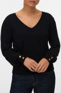 VERO MODA Hollykaris Long Sleeve V-Neck Pullover Sweater