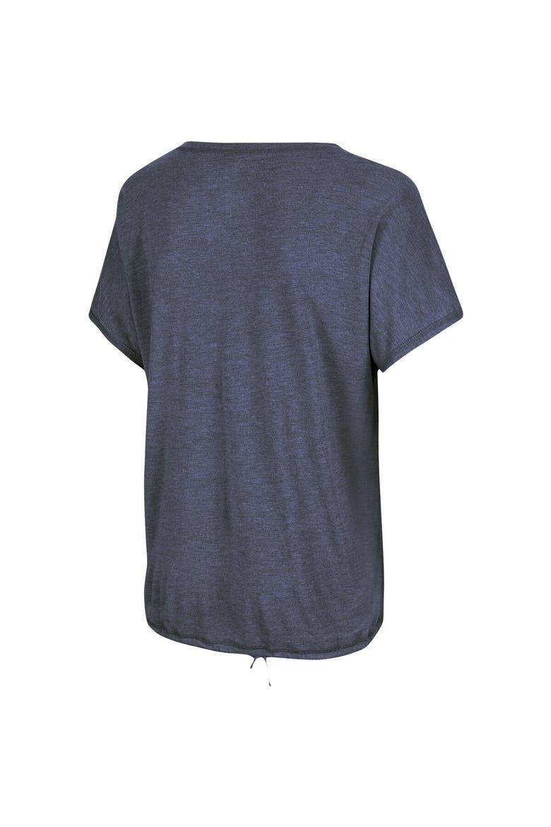 Women's Colosseum Heathered Navy Penn State Nittany Lions Fifth Sense Drawcord V-Neck T-Shirt, Alternate, color, Heather Navy